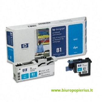 Hewlett-Packard 81 Printhead Mėlyna, galvutė ir valyklis