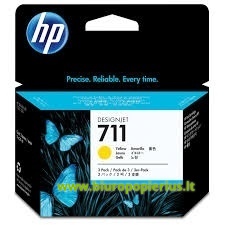 Hewlett-Packard 711 (CZ136A) Geltona, 3 vnt. 29 ml