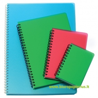  Sąsiuvinis su spirale SMILTAINIS, A4, plastikiniai viršeliai, 96 lapai, langeliais