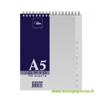  Bloknotas su spirale FORPUS, A5, 70 lapų, langeliais