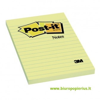  Lipnūs lapeliai POST-IT, 102 x 152 mm, linijomis, geltona