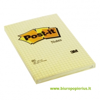  Lipnūs lapeliai POST-IT, 102 x 152 mm, langeliais, geltona