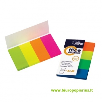  Lipnūs žymekliai 4 x 20 x 50 mm, plastikiniai, 160 lapelių, 4 spalvos