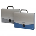  Dėklas - dėžutė dokumentams su rankena, PP, A4, pilka/mėlyna sp.