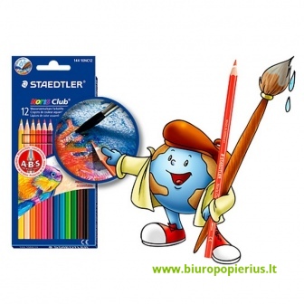  Pieštukai akvareliniai STAEDTLER NORIS su teptuku, 12 spalvų