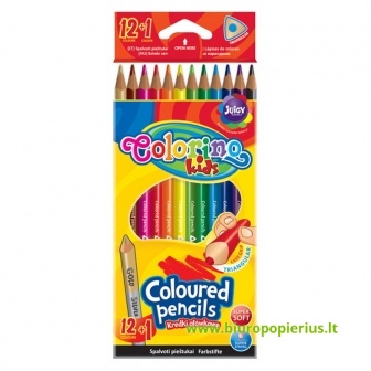  Tribriauniai spalvoti pieštukai Colorino Kids, 12 spalvų+1(aukso/sidabro sp.)