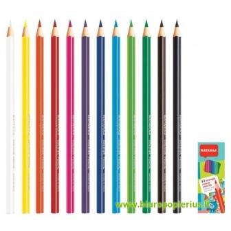  Tribriauniai spalvoti pieštukai NATARAJ, 12 spalvų, su drožtuku