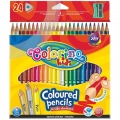  Tribriauniai spalvoti pieštukai COLORINO, 24 spalvos + drožtukas