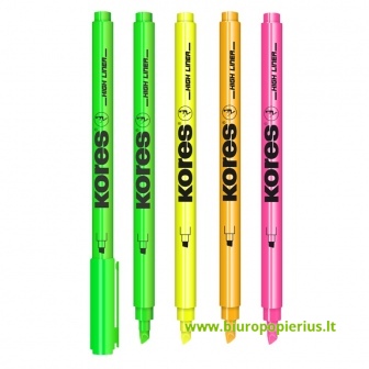  Teksto žymeklis KORES HIGH LINER FINE 4 spalvų rinkinys