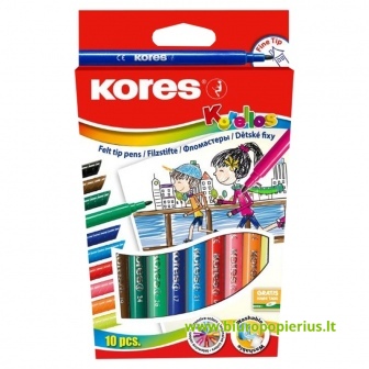  Flomasteriai KORES FINE TIP, 10 spalvų