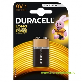  Baterija  DURACELL 9V, LR61, 1 vnt.