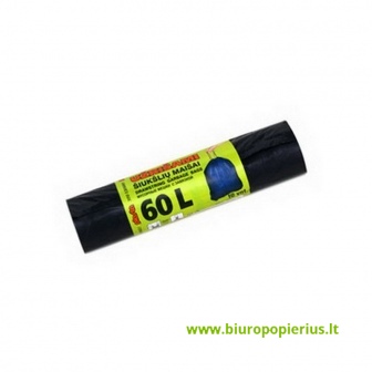  Šiukšlių maišai su raišteliais 60 l,35 mik,10 vnt.