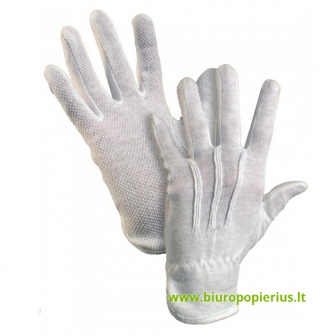  Medvilninės darbo pirštinės su taškeliais vienoje pusėje, baltos spalvos, dydis XS/6
