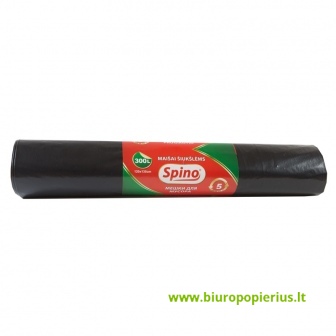  Šiukšlių maišai SPINO, 300 L, 50 mik., juodi, 5 vnt.