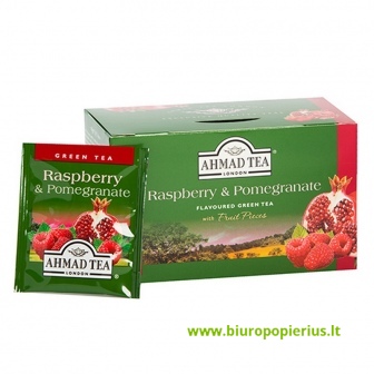  Žalioji arbata AHMAD GREEN Raspberry & Pomegranate, 20 vokelių su siūlu - 2 vnt.