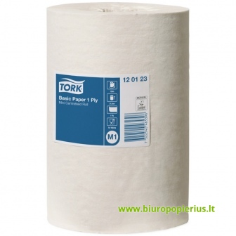  Popieriniai rankšluosčiai Tork Basic, baltos spalvos, 1 sluoksnio, 21,5 cm x 120 m (M1, 120123)