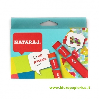  Vaškinės kreidelės NATARAJ, 90 mm ilgio, 24 spalvos