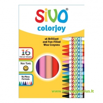  Vaškinės kreidelės SIVO 90 mm, 16 spalvų