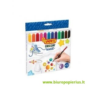  Flomasteriai tekstilei JOVI, 12 spalvų