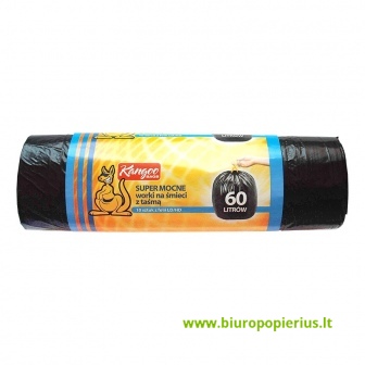  Užrišami šiukšlių maišai 60 l, 10 vnt., 17 mik., KANGOO HDLD