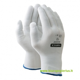  Darbo pirštinės TAMREX 3137, poliamidinis pluoštas su vinilo taškeliais, pora, dydis 8, balta