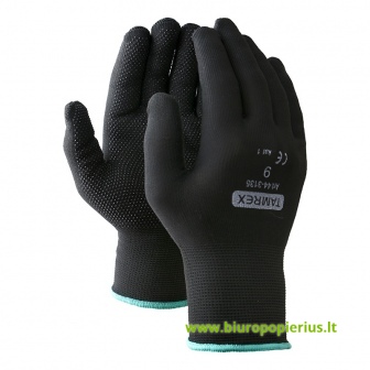  Darbo pirštinės TAMREX 3135, poliamidinis pluoštas su vinilo taškeliais, pora, dydis 8, juoda