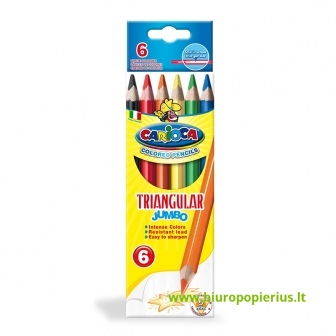  Tribriauniai spalvoti pieštukai CARIOCA MAXI, 6 vnt.