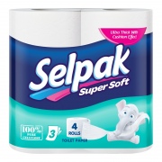  Tualetinis popierius SELPAK, 3 sl., 18.6 m ilgio, 4 vnt./pak., balta sp.