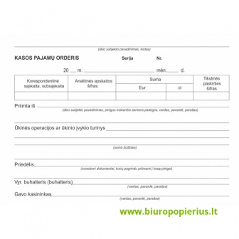  Kasos pajamų orderis A5, 50 kompl. savikopijuojantis, nenumeruotas