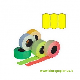  Kainų etiketės 26x16 mm, su bangele 5 vnt., geltona
