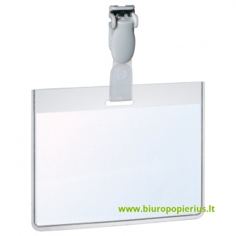  Kabinama vardinė kortelė su plastmasiniu spaustuku DURABLE, 60 x 90 mm,  (pak. -25 vnt.)
