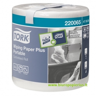  Nešiojamieji popieriniai rankšluoščiai TORK PLUS, 473329, 2 sl., 23.3 x 19.3 cm, 93 m, balta sp., 6 vnt