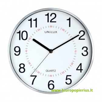  Sieninis laikrodis UNILUX ARIA, diametras 28.5cm, metalo pilka sp.