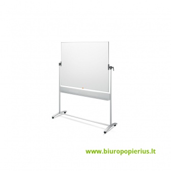  Dvipusė vartoma emaliuota magnetinė lenta NOBO Prsestige 120x150 cm, mobilus stovas, balta sp.