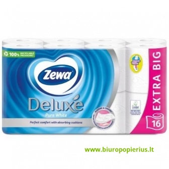 Tualetinis popierius ZEWA Deluxe Pure White, 3 sluoksnių, 16 vnt., 20, 7 m.