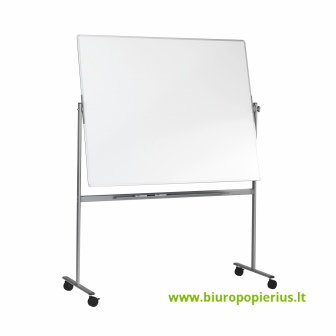  Dvipusė vartoma emaliuota magnetinė lenta ESSELTE 200x120 cm, mobilus stovas, balta sp.