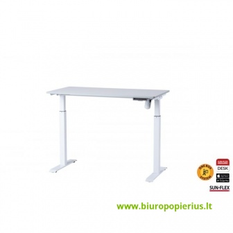  Reguliuojamo aukščio stalas SUN-FLEX®EASYDESK ELITE, elektrinis, vieno variklio, baltas rėmas, 120x60 cm baltas stalviršis