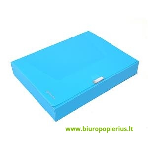  Dėklas - dėžutė dokumentams PANTA PLAST Neon, PP, A4, 55 mm, mėlynos sp.