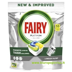  Automatinių indaplovių kapsulės FAIRY Platinum LEMON, 55 vnt.