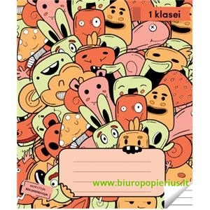  Sąsiuvinis linijomis, 1 klasei, 12 lapų. Vidinių lapų gramatūra – 90 g/m2. Su taisyklėmis ir žaidimais.